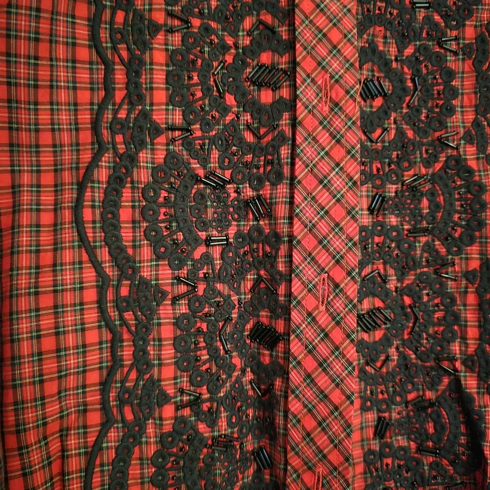 J. Crew Red and Black Lace Detail Shirt - Picture 6 of 6